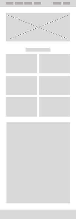 Wireframe da página secundária que recebeu o conteúdo institucional
